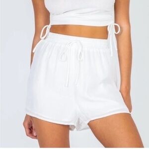 Princess Polly Women's White Drawstring Beachy Shorts
